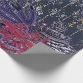 Blauer Seetang und Blauer Fisch Geschenkpapier (Ecke)