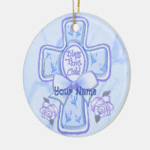 Blauer segne dieses Kind Christliche Kreuzverzieru Keramik Ornament (Links)