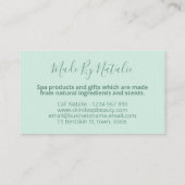 Blauer Shabby Chic Wellness-Center Badeseife Kapuz Visitenkarte (Rückseite)