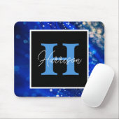 Blauer Shimmer Name und Monogramm Mousepad (Mit Mouse)