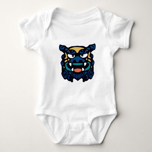 Blauer Shisa Baby Strampler (Vorderseite)