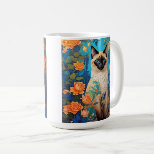Blauer Siamese Katze Botanischer Garten Kaffeetasse (VorderseiteRechts)
