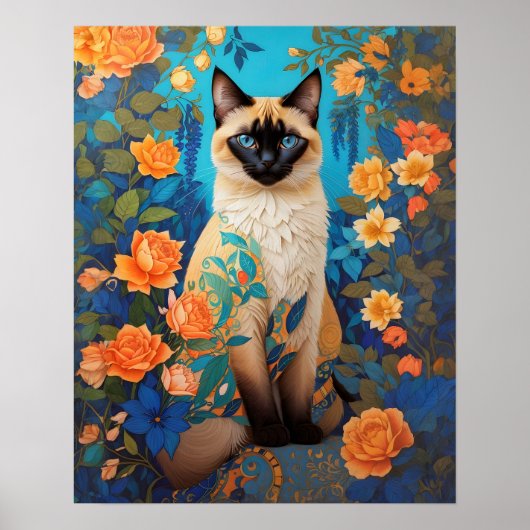 Blauer Siamese Katze Botanischer Garten Poster (Vorne)