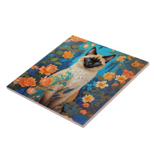 Blauer Siameskatze Fliese (Seite)