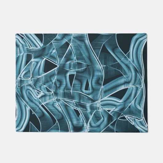 Blauer, sich überlappender Streifen, hervorgehoben Fußmatte (Vorderseite)