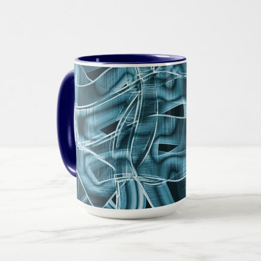 Blauer, sich überlappender Streifen, hervorgehoben Tasse (Vorderseite Links)