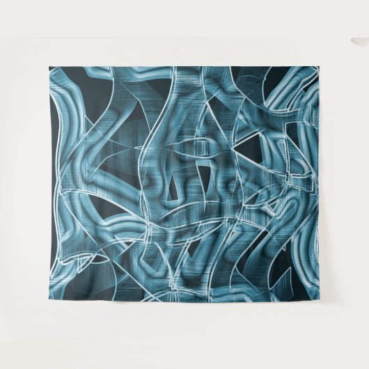 Blauer, sich überlappender Streifen, hervorgehoben Wandteppich (Vorderseite (Horizontal))