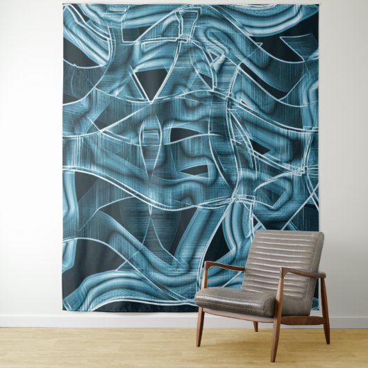 Blauer, sich überlappender Streifen, hervorgehoben Wandteppich (Beispiel)