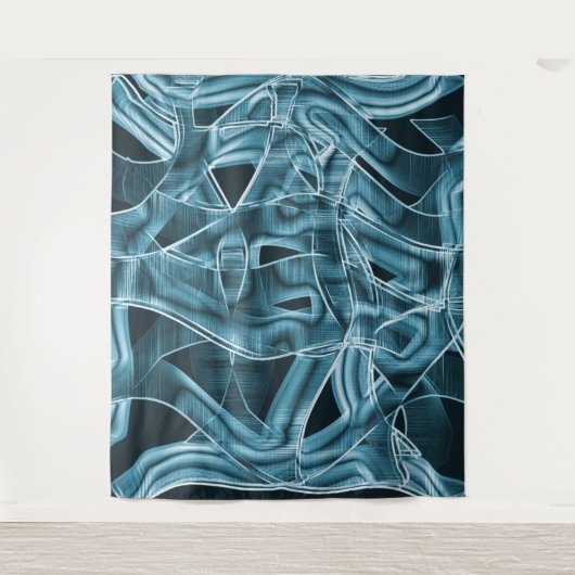 Blauer, sich überlappender Streifen, hervorgehoben Wandteppich (Vorderseite)