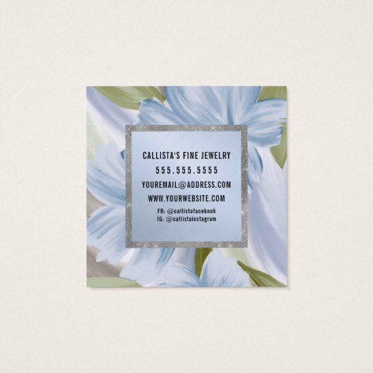 Blauer Silber Glitzer Ohrring Display Card (Rückseite)