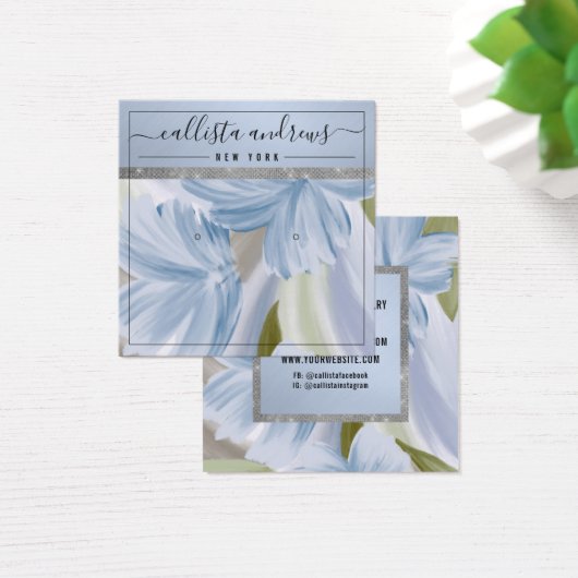 Blauer Silber Glitzer Ohrring Display Card (Schreibtisch)