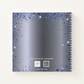 Blauer silberblütiger Glitzer Metallname Notizblock (Rückseite)