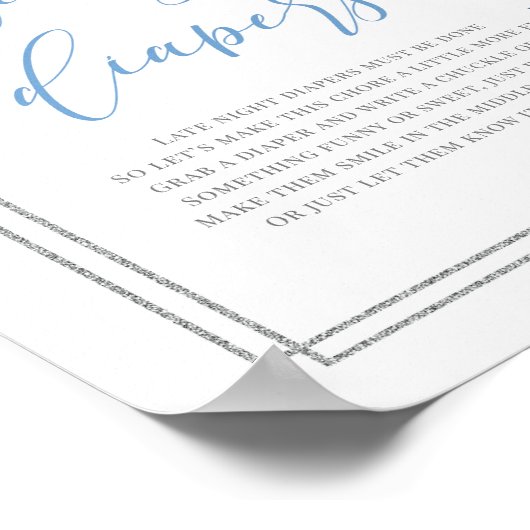 Blauer Silberboho Spätwindeln - Zeichen Poster (Ecke)