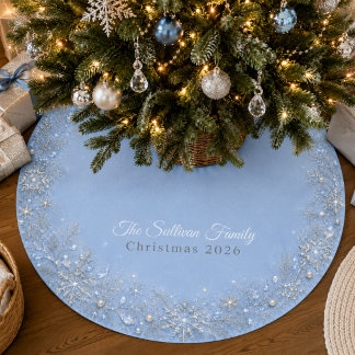 Blauer Silberfrost-Schneeflocken-Weihnachtsbaum-Un Polyester Weihnachtsbaumdecke