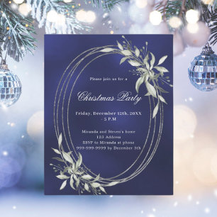 Blauer Silbergrün Weihnachten Party Einladung
