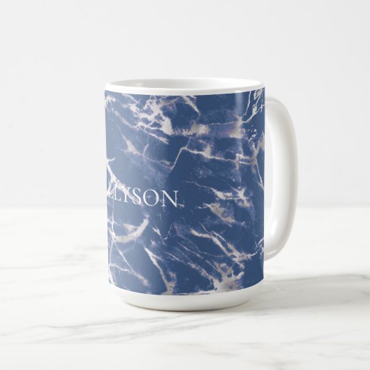 Blauer Silbermarmor Kaffeetasse (VorderseiteRechts)