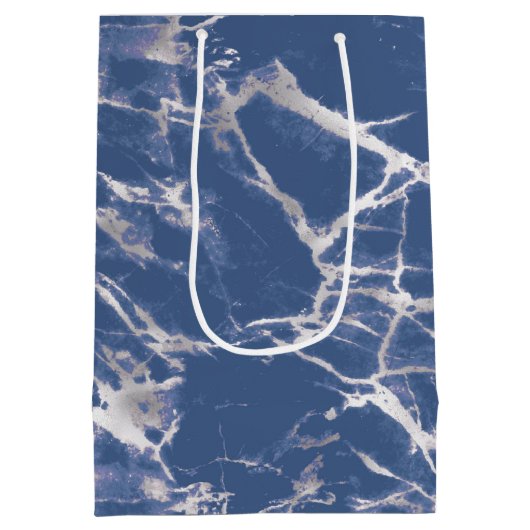 Blauer Silbermarmor Mittlere Geschenktüte (Rückseite)
