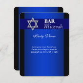 Blauer silberner Bar mitzvah einfügen blauer Hinte Einladung (Vorne/Hinten)