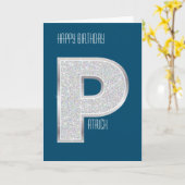 Blauer Silberner Buchstabe P Karte (Gelbe Blume)
