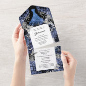 Blauer Silberschmetterling funkelndes Gourmet Gebu All In One Einladung (Abreißen)