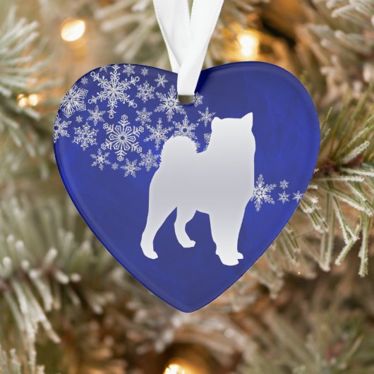 Blauer Silberschneeflocken Malamute Hund Ornament (Baum)