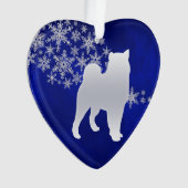 Blauer Silberschneeflocken Malamute Hund Ornament (Vorderseite)