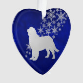 Blauer Silberschneeflocken Neufundland Hund Ornament (Vorderseite)