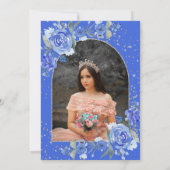 Blauer Silbertiara-Prinzessin Quinceanera Einladung (Rückseite)