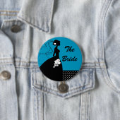 Blauer Silhouette-Braut-Brautparty-Knopf Button (Beispiel)