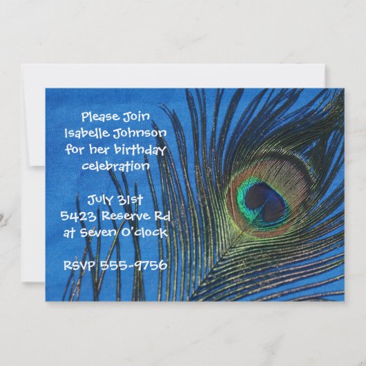 Blauer Single Pfauenfresser Geburtstag Einladung (Vorderseite)