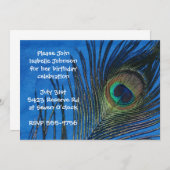 Blauer Single Pfauenfresser Geburtstag Einladung (Vorne/Hinten)