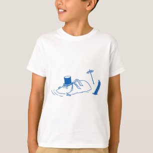 Blauer Ski fahrender Muminpappa steckt im Schnee W T-Shirt