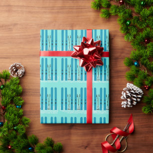 Blauer Skier Geschenkpapier