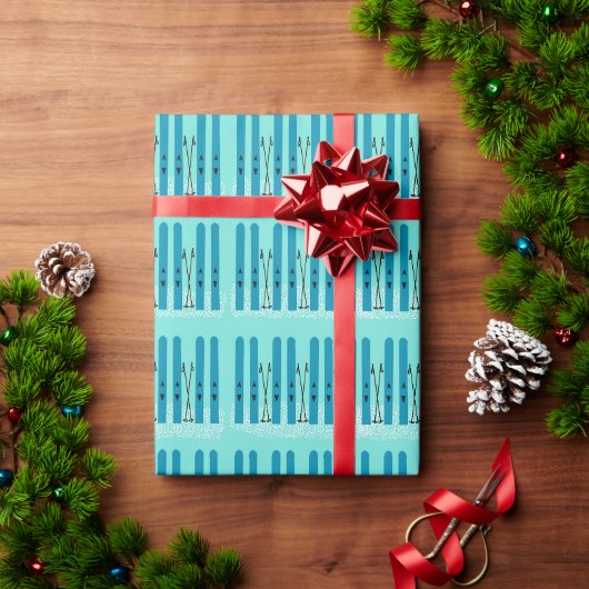 Blauer Skier Geschenkpapier (Feiertagsgeschenk)