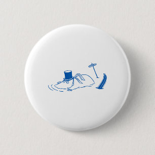 Blauer Skifahrender Moominpappa steckt im Schnee W Button
