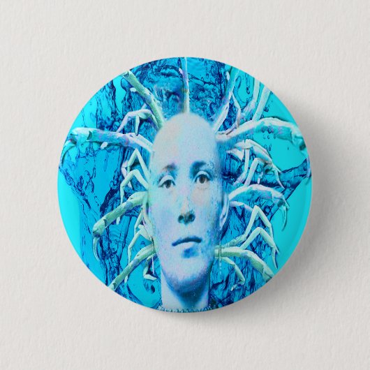 Blauer Skorpion Button (Vorderseite)