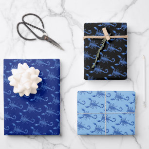 Blauer Skorpion Geschenkpapier Set