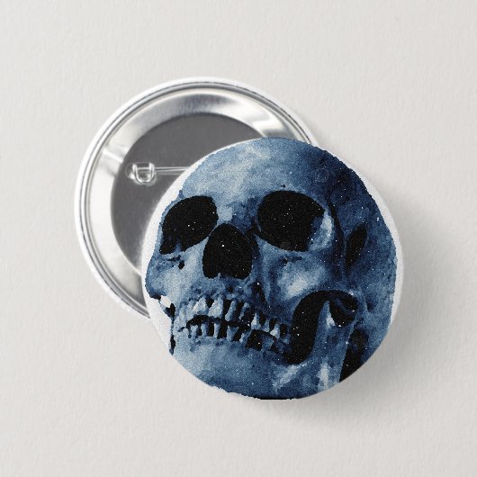 Blauer Skull Button (Vorne & Hinten)