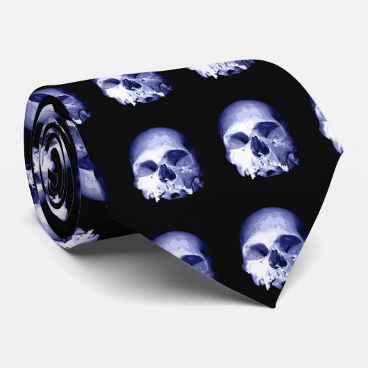 Blauer Skull Krawatte (Gerollt)