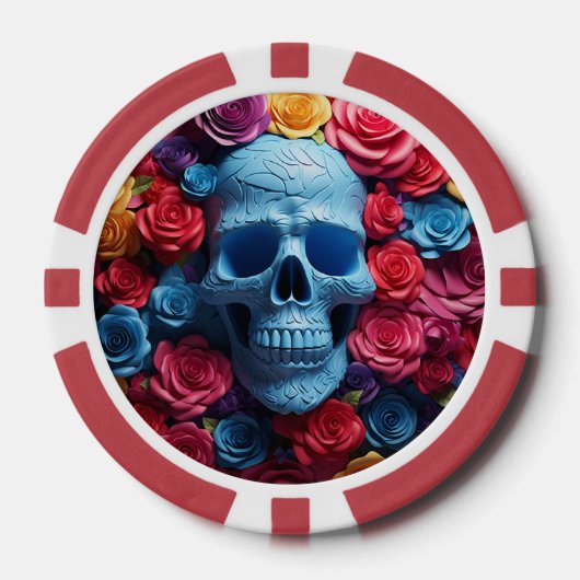 Blauer Skull Pokerchips (Vorderseite)