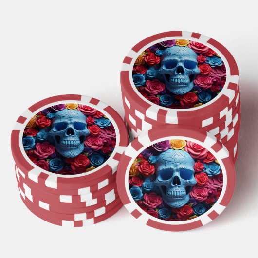Blauer Skull Pokerchips (Stapel)