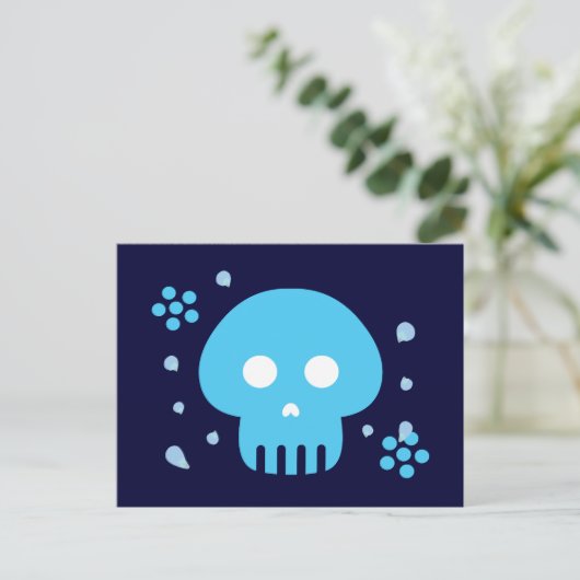 Blauer Skull Postkarte (Stehend Vorderseite)
