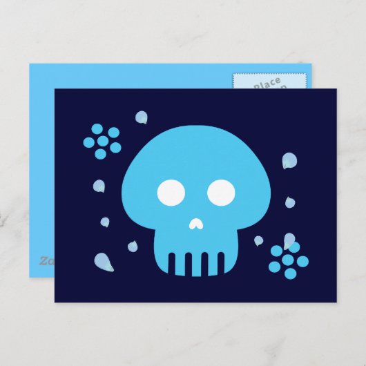Blauer Skull Postkarte (Vorne/Hinten)