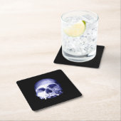 Blauer Skull Rechteckiger Pappuntersetzer (Vor Ort)