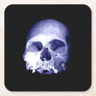 Blauer Skull Rechteckiger Pappuntersetzer