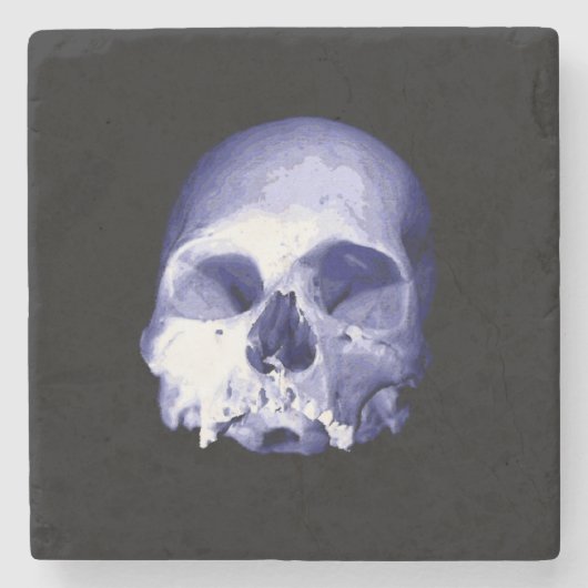 Blauer Skull Steinuntersetzer (Vorderseite)