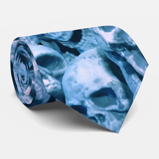 Blauer Skulls Krawatte (Gerollt)