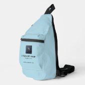 Blauer Sling-Beutel mit Firmeninfo Print Crossbody Bag (Rechte Ecke)