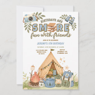 Blauer Smore-Spaß mit Freunden Geburtstag Marshmal Einladung