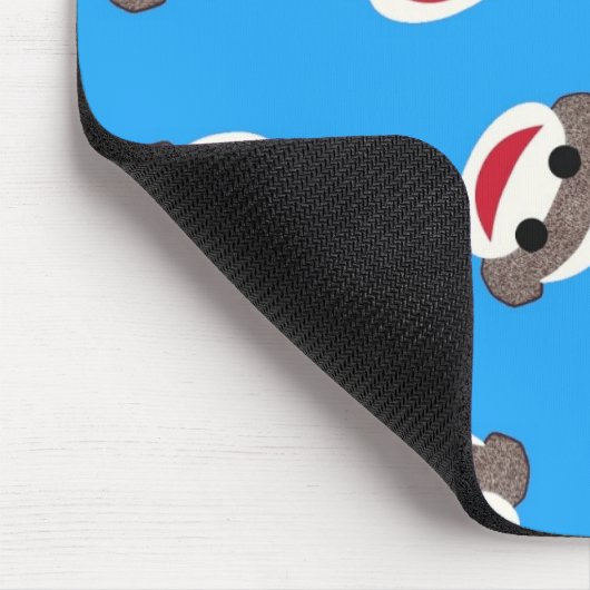 Blauer Socken-Affe-Junge Mousepad (Ecke)